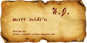 Wolff Jolán névjegykártya